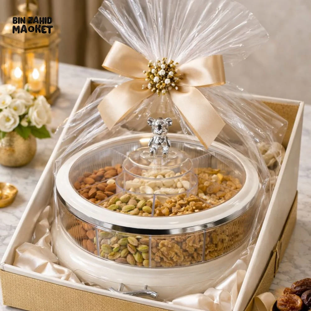 NEW NORDIC STYLE BEAR KNOB DRY FRUIT BOWL – MULTI-COMPARTMENT SNACK SERVING TRAY - Image 2