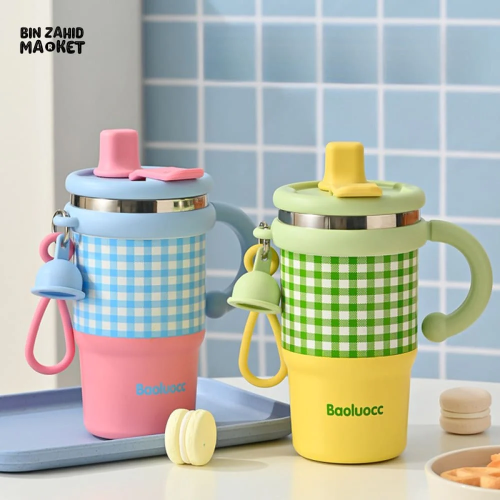 NEW STYLE LITTLE ICE BA CUP – FASHIONABLE CHECKERED STAINLESS STEEL INSULATED STRAW CUP FOR WOMEN HIGH-QUALITY LARGE CAPACITY DUAL DRINK TUMBLER - Image 2