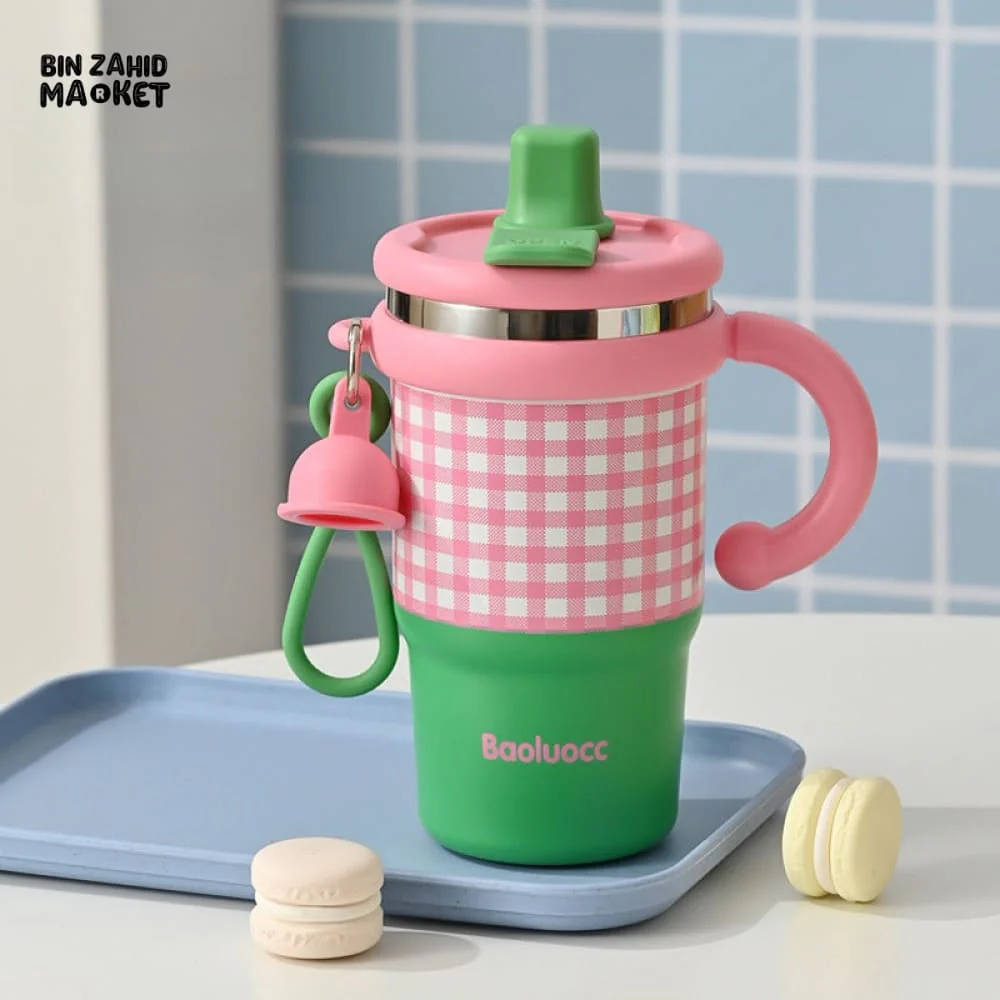 NEW STYLE LITTLE ICE BA CUP – FASHIONABLE CHECKERED STAINLESS STEEL INSULATED STRAW CUP FOR WOMEN HIGH-QUALITY LARGE CAPACITY DUAL DRINK TUMBLER - Image 4
