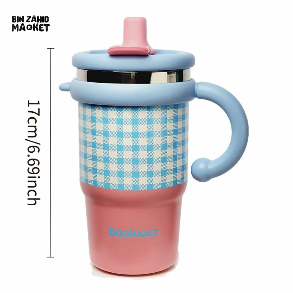 NEW STYLE LITTLE ICE BA CUP – FASHIONABLE CHECKERED STAINLESS STEEL INSULATED STRAW CUP FOR WOMEN HIGH-QUALITY LARGE CAPACITY DUAL DRINK TUMBLER - Image 8