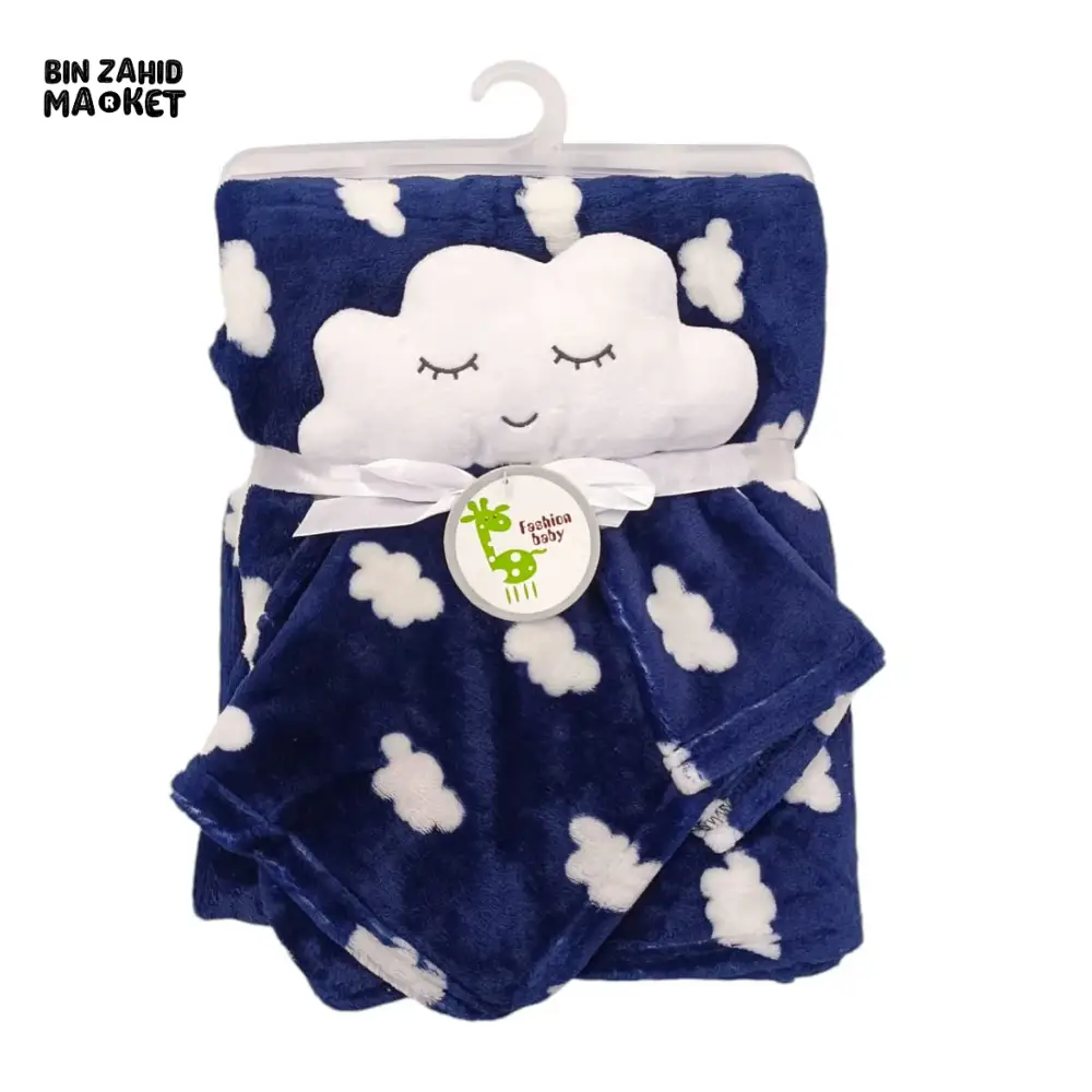 NEWBORN & INFANT BLANKET WITH TOY – SINGLE PLY SKIN-FRIENDLY 3M+ - CLOUDY - Image 2