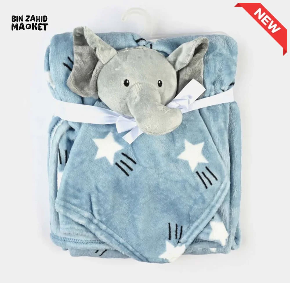 NEWBORN & INFANT BLANKET WITH TOY – SINGLE PLY SKIN-FRIENDLY 3M+ - ELEPHANT - Image 2