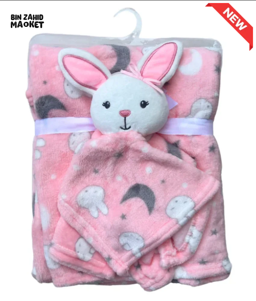 NEWBORN & INFANT BLANKET WITH TOY – SINGLE PLY SKIN-FRIENDLY 3M+ - RABBIT - Image 2