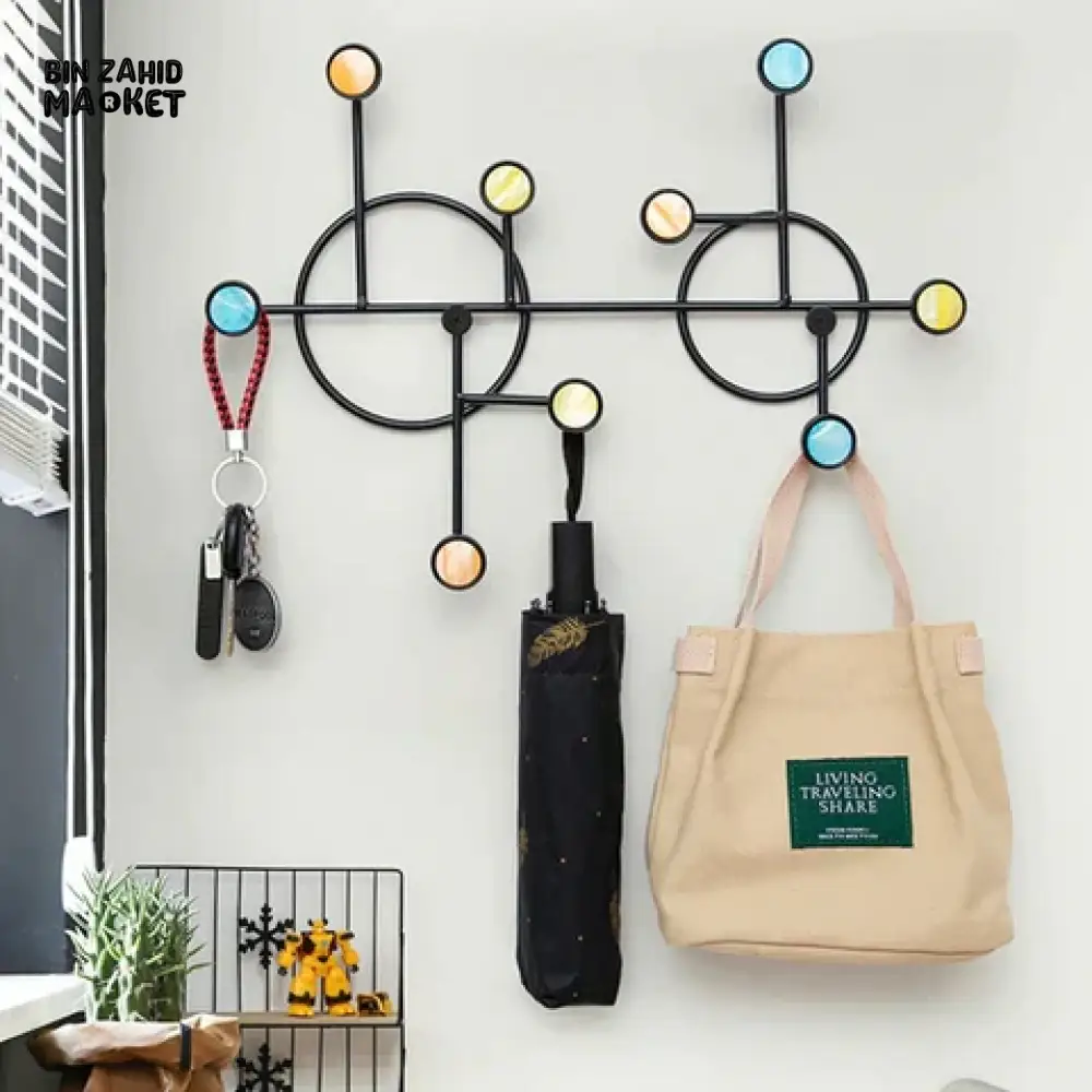 NORDIC STYLE WALL SHELF WITH HOOKS - CIRCLE