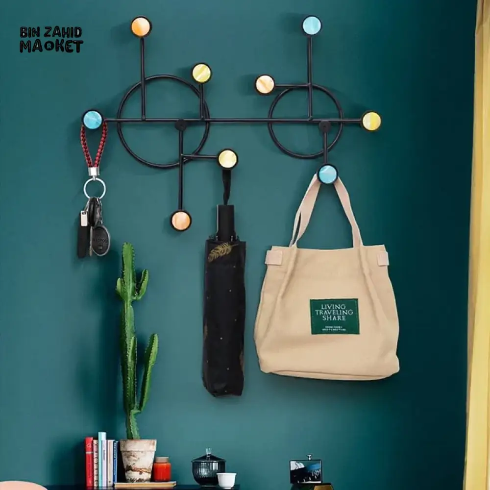 NORDIC STYLE WALL SHELF WITH HOOKS - CIRCLE - Image 2