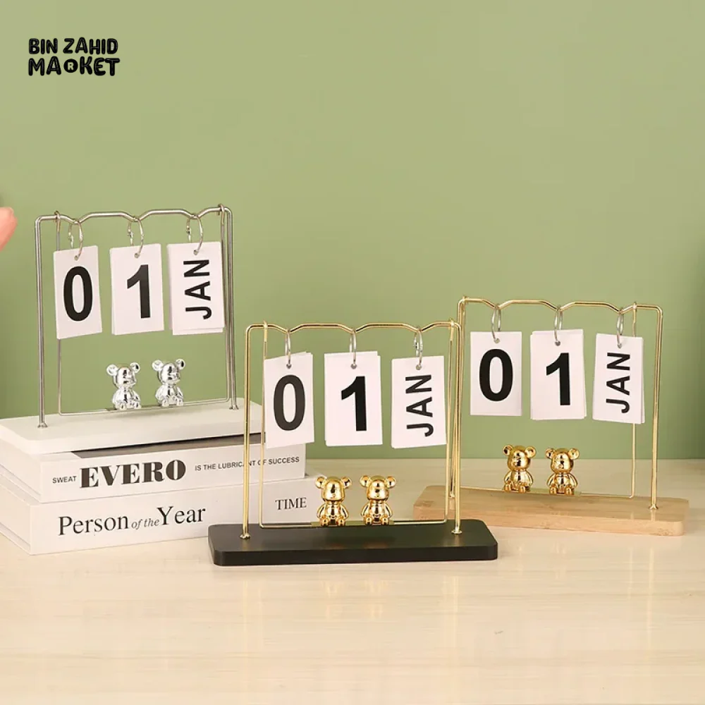 NORDIC WOODEN FLIP-PAGE DESKTOP CALENDAR MINI DECOR FOR HOME BEDROOM OFFICE & ENTRANCE - Image 2