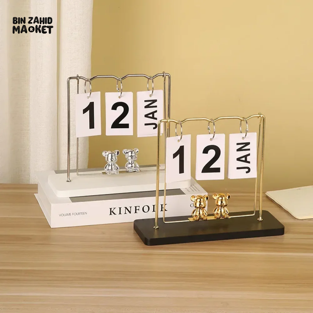 NORDIC WOODEN FLIP-PAGE DESKTOP CALENDAR MINI DECOR FOR HOME BEDROOM OFFICE & ENTRANCE - Image 3
