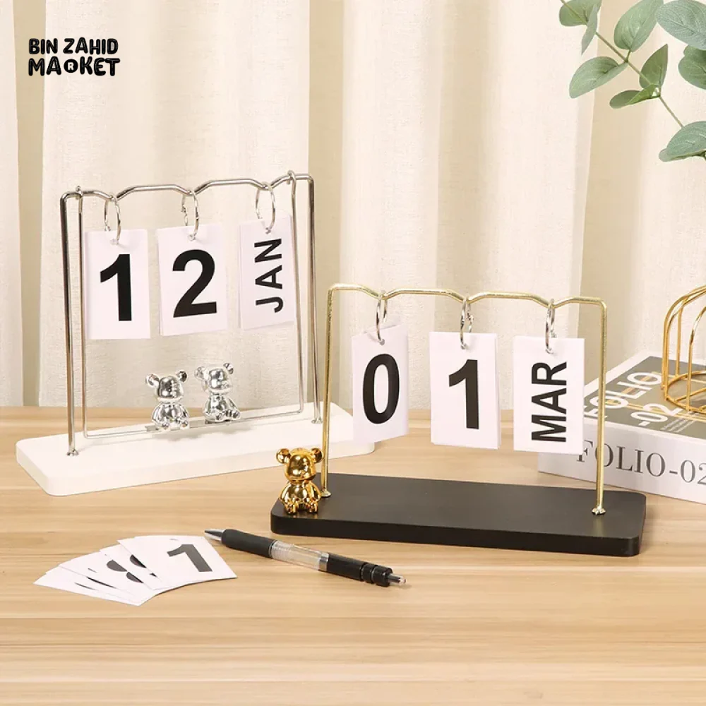 NORDIC WOODEN FLIP-PAGE DESKTOP CALENDAR MINI DECOR FOR HOME BEDROOM OFFICE & ENTRANCE - Image 4