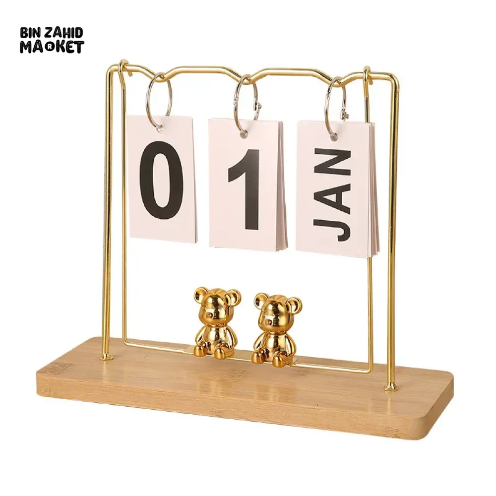 NORDIC WOODEN FLIP-PAGE DESKTOP CALENDAR MINI DECOR FOR HOME BEDROOM OFFICE & ENTRANCE - Image 5