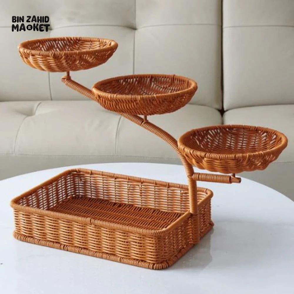 LUXORMOVE RATTAN MULTI-LAYER FRUIT RACK – HANDWOVEN 3-TIER FRUIT BASKET & DISPLAY STAND - Image 2