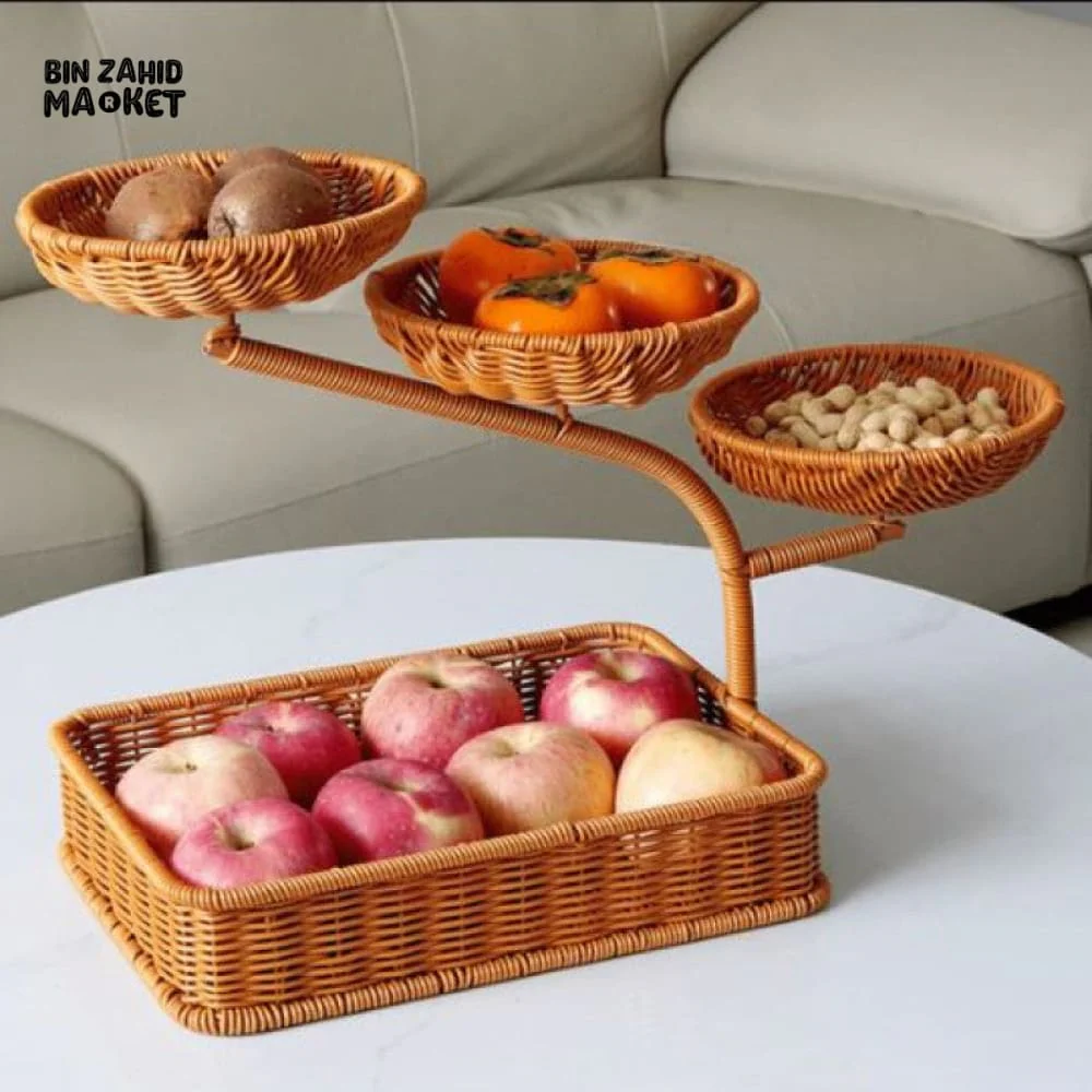 LUXORMOVE RATTAN MULTI-LAYER FRUIT RACK – HANDWOVEN 3-TIER FRUIT BASKET & DISPLAY STAND - Image 3