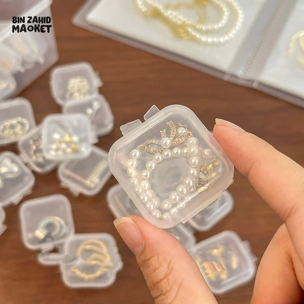 PACK OF 10 – MINI PLASTIC SQUARE JEWELRY BOXES – PORTABLE TRANSPARENT STORAGE CASE FOR EARRINGS PILLS & EARPLUGS - Image 2
