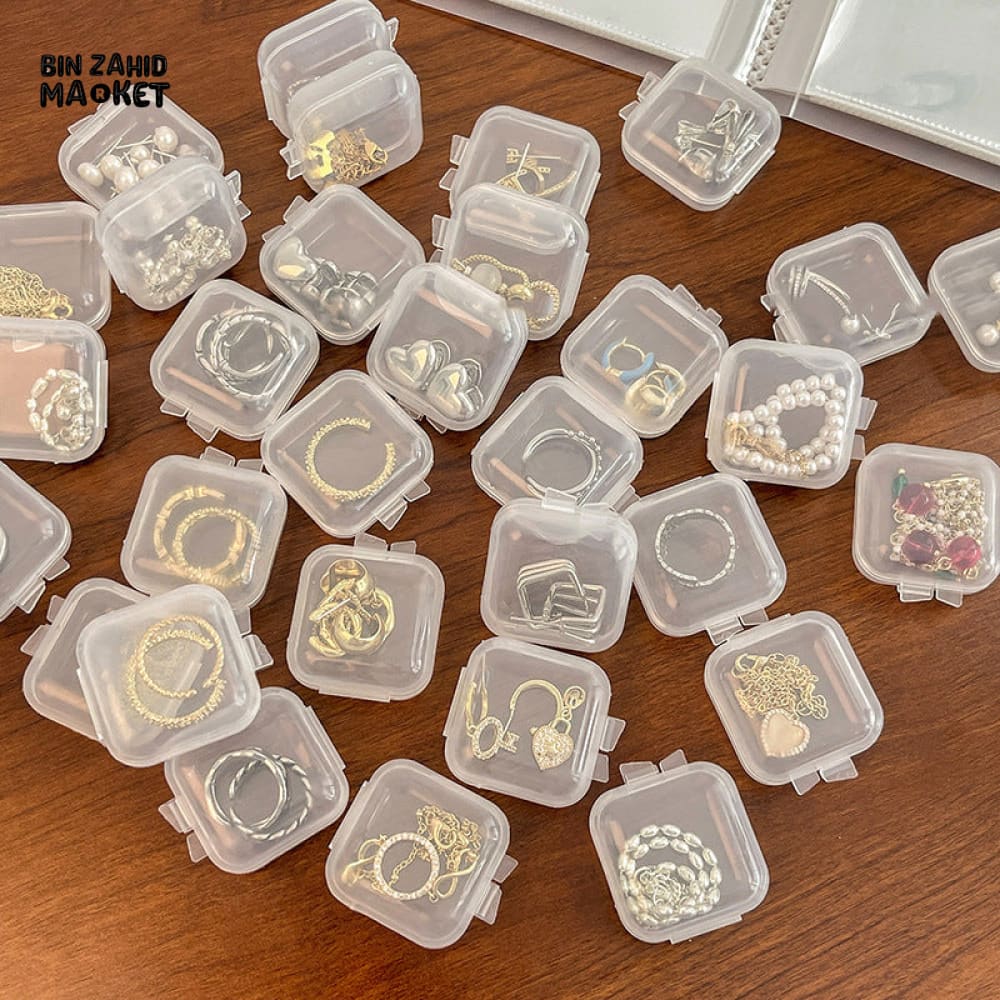 PACK OF 10 – MINI PLASTIC SQUARE JEWELRY BOXES – PORTABLE TRANSPARENT STORAGE CASE FOR EARRINGS PILLS & EARPLUGS - Image 4