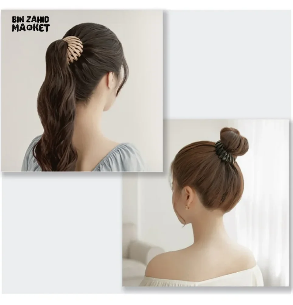 PACK OF 2 WOMEN BUN HAIR CLAW CLIPS HORSETAIL BUCKLE BIRD NEST PONYTAIL - Image 10