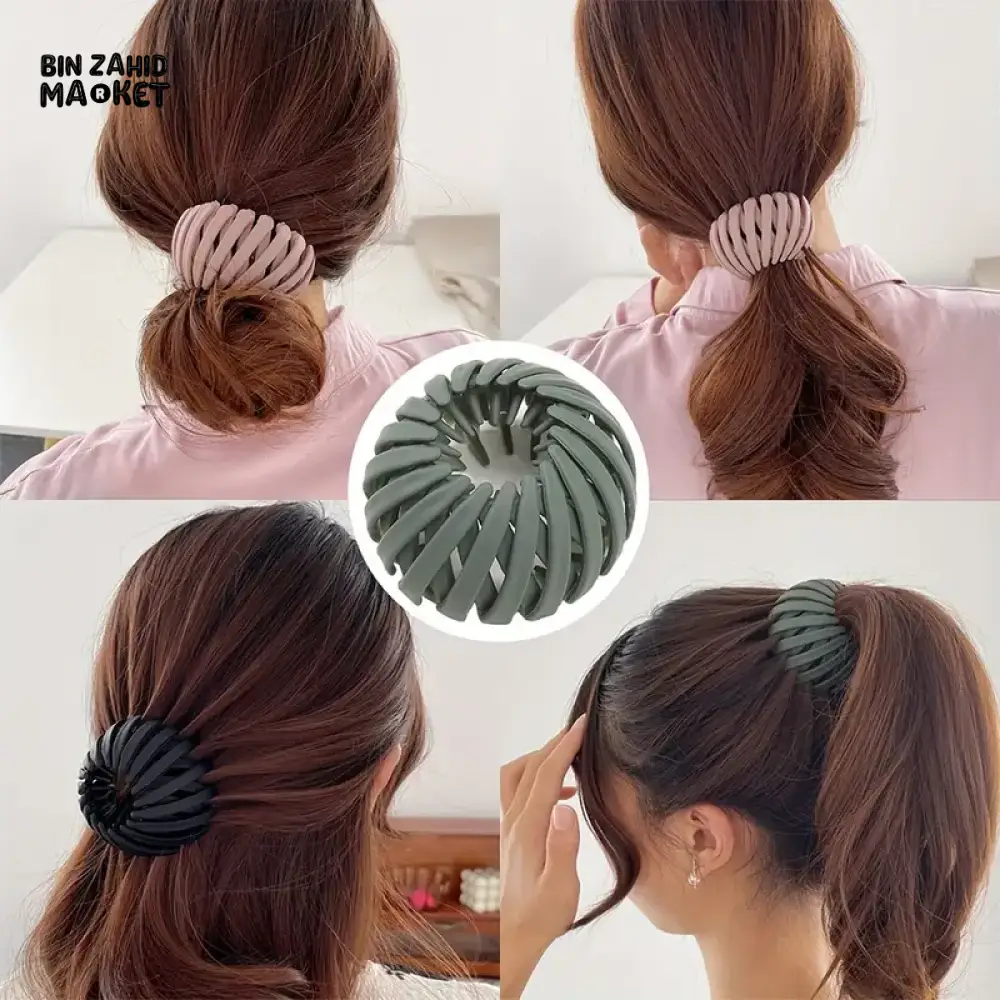 PACK OF 2 WOMEN BUN HAIR CLAW CLIPS HORSETAIL BUCKLE BIRD NEST PONYTAIL - Image 4