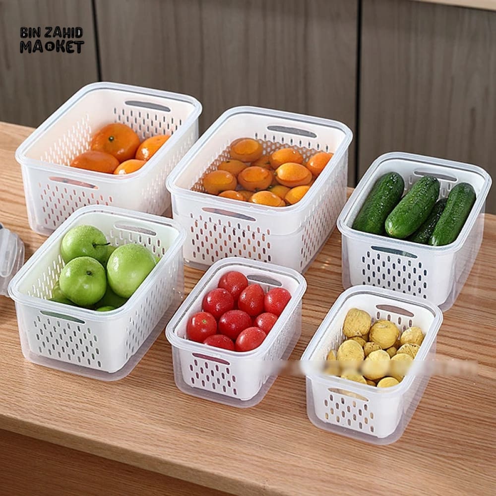 PACK OF 3 FOOD PRESERVATION BOX WITH DRAIN BASKET - Image 3