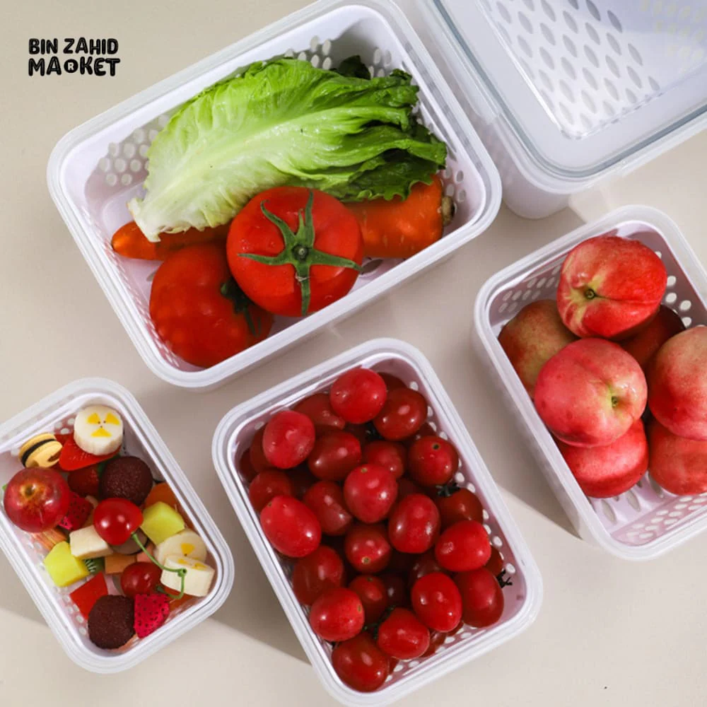 PACK OF 3 FOOD PRESERVATION BOX WITH DRAIN BASKET - Image 8