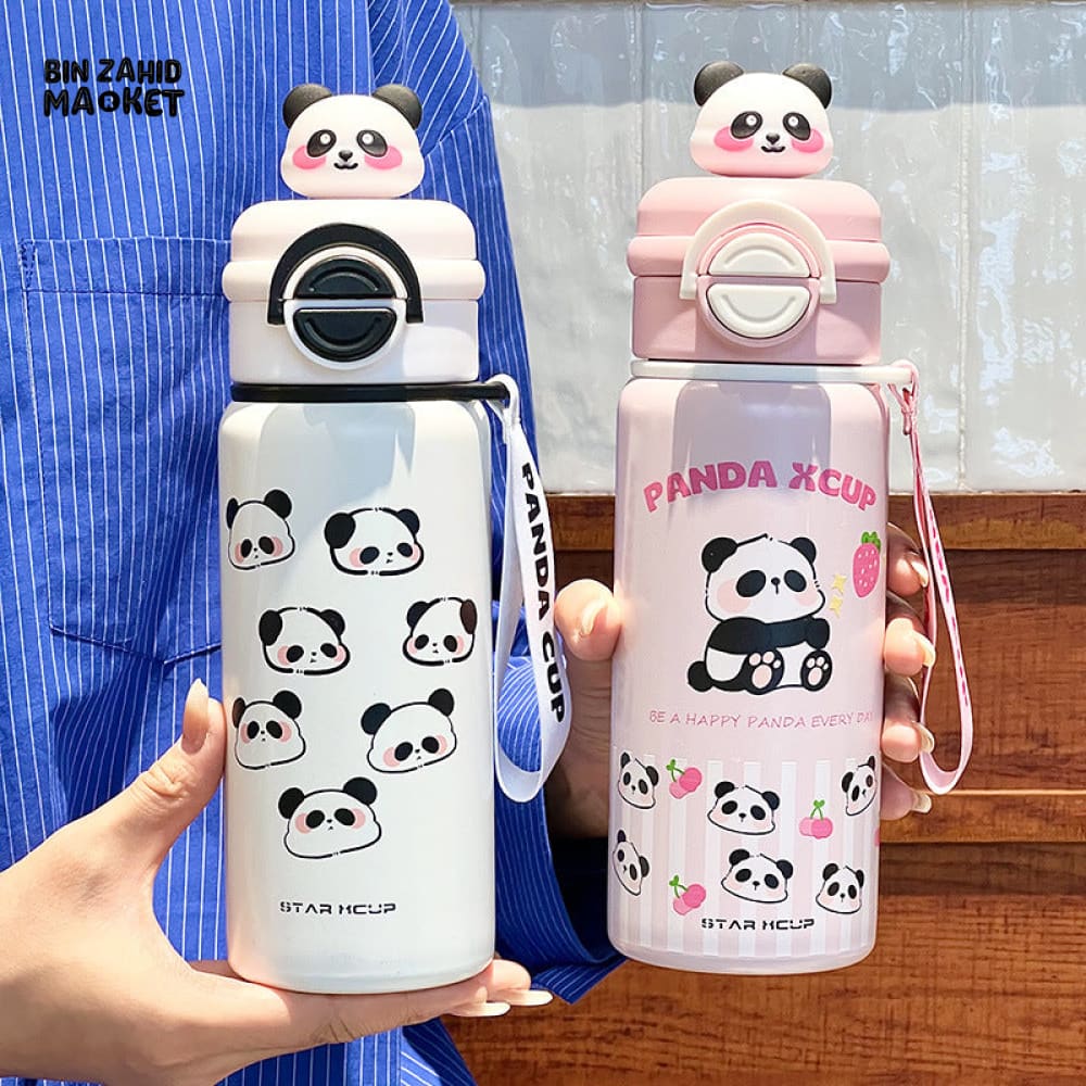 PANDA 550ML STAINLESS STEEL THERMOS CUP WITH STRAW 6–12H THERMAL INSULATION - Image 3