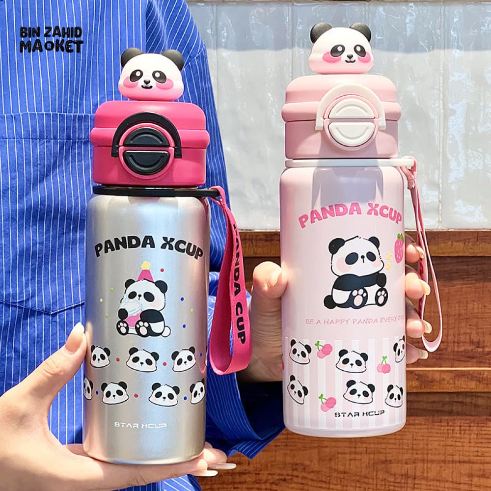 PANDA 550ML STAINLESS STEEL THERMOS CUP WITH STRAW 6–12H THERMAL INSULATION - Image 4