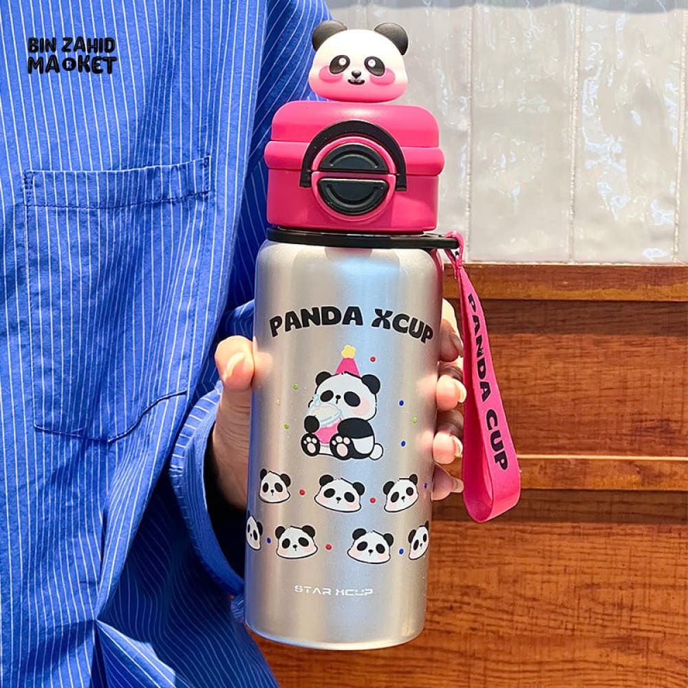 PANDA 550ML STAINLESS STEEL THERMOS CUP WITH STRAW 6–12H THERMAL INSULATION - Image 6