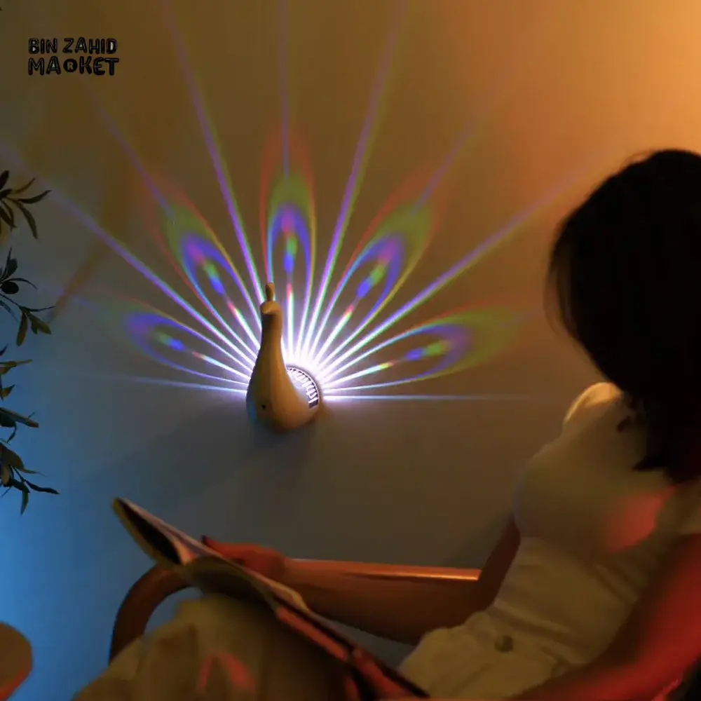 PEACOCK WALL LIGHT – COLORFUL 3D AMBIENT LED WALL LAMP FOR BEDROOM & LIVING ROOM - Image 3