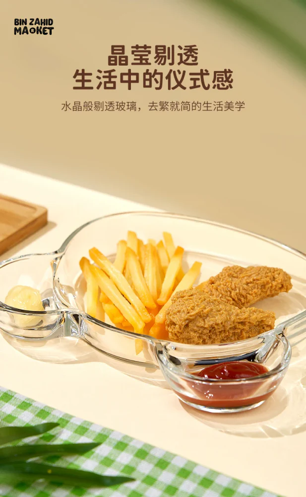 PLASTIC PARTITION DUMPLING PLATE WITH SAUCE & SEAFOOD PLATE - Image 10