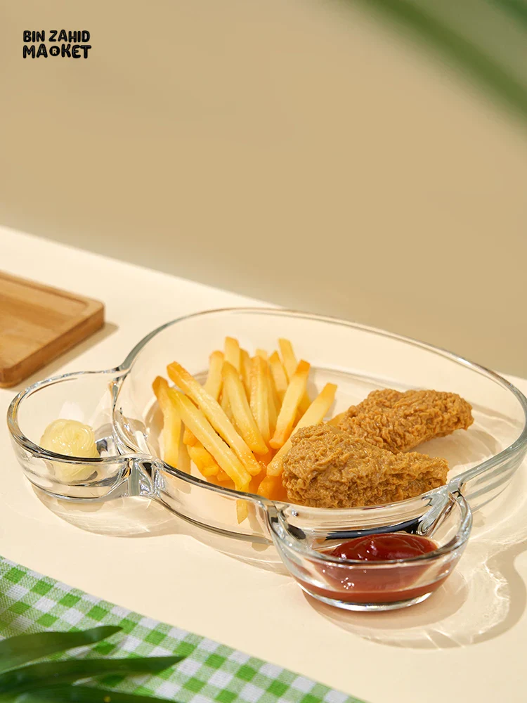 PLASTIC PARTITION DUMPLING PLATE WITH SAUCE & SEAFOOD PLATE - Image 3