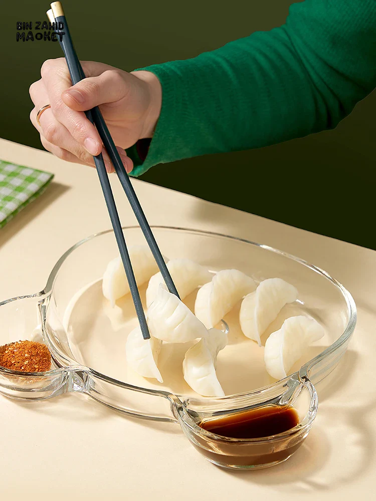 PLASTIC PARTITION DUMPLING PLATE WITH SAUCE & SEAFOOD PLATE - Image 4