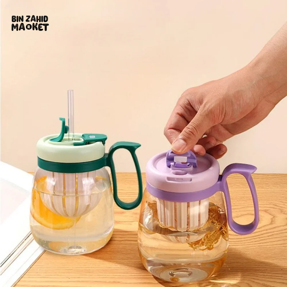 PLASTIC WATER CUP 850ML – LARGE CAPACITY BUILT-IN FILTER DROP & HEAT RESISTANT - Image 5