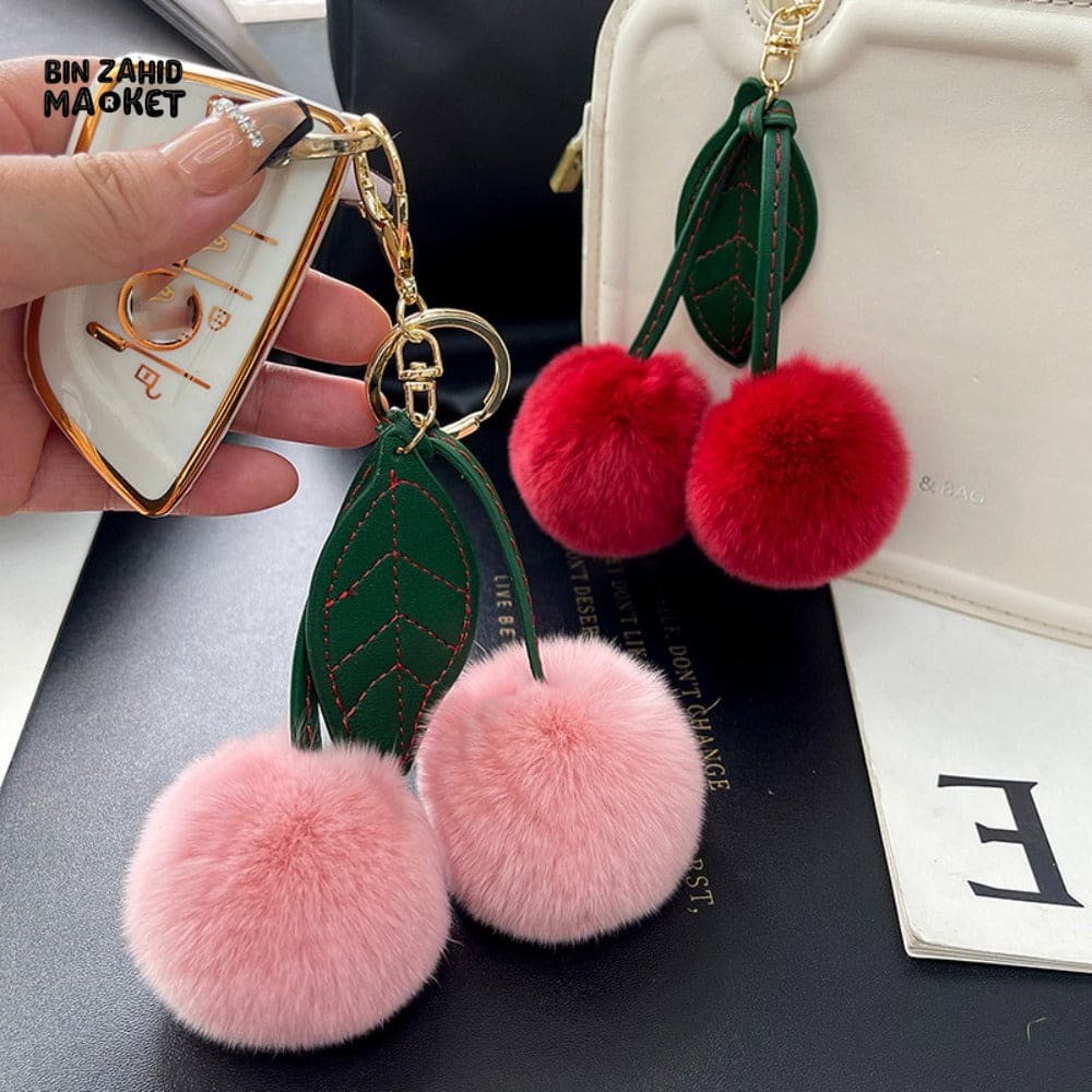 PLUSH CHERRY TOY KEYCHAIN – BACKPACK DECORATION & CAR KEY HOLDER - Image 5