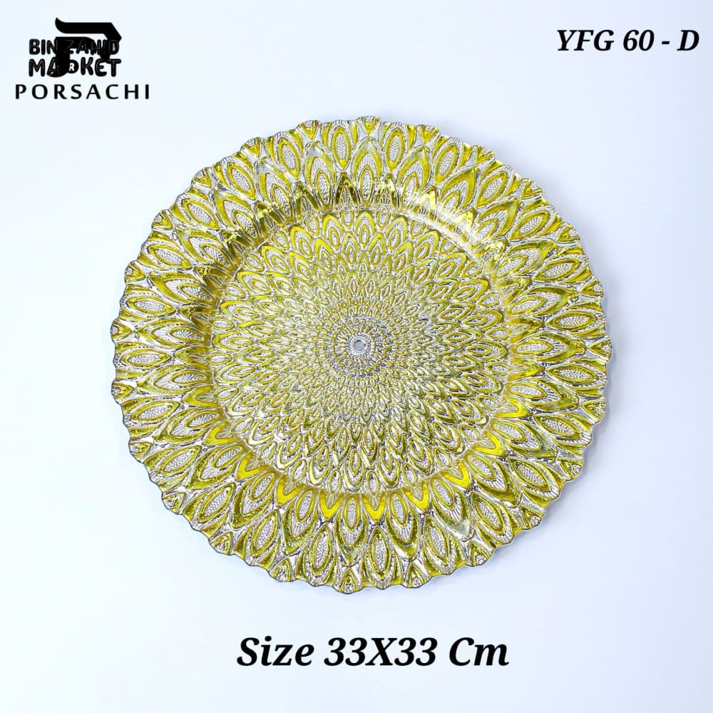 PORSACHI GOLD & SILVER PEACOCK DESIGN CHARGER PLATE – 33CM ROUND LUXURY DINING TABLE SERVING PLATE ELEGANT DINNERWARE FOR HOME & KITCHEN DECOR - Image 2