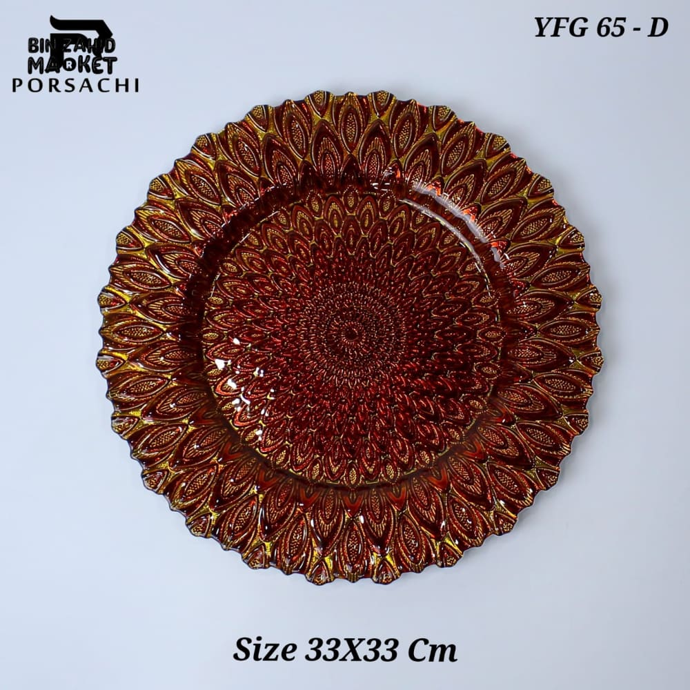PORSACHI RED & GOLD PEACOCK DESIGN CHARGER PLATE – 33CM ROUND LUXURY DINING TABLE SERVING PLATE ELEGANT DINNERWARE FOR HOME & KITCHEN DECOR - Image 2