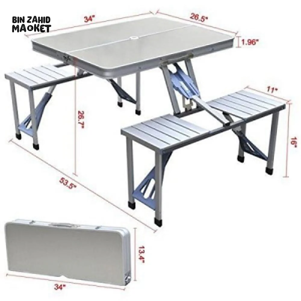 PORTABLE ALUMINUM PICNIC TABLE WITH 4 SEATS - Image 4
