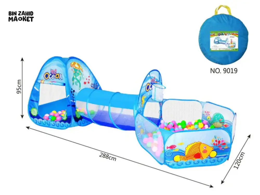 PORTABLE CHILDREN BALL POOL TENT WITH CRAWLING TUNNEL | BALLOON PLAYPEN PLAY SET FOR KIDS - Image 5