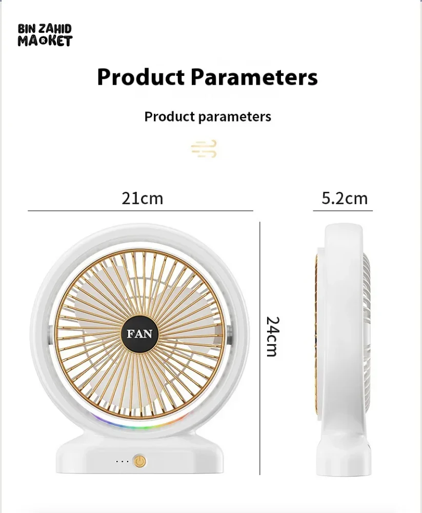 PORTABLE DESKTOP FAN WITH LIGHT – IDEAL FOR DORM ROOMS & WORKSPACES - Image 6