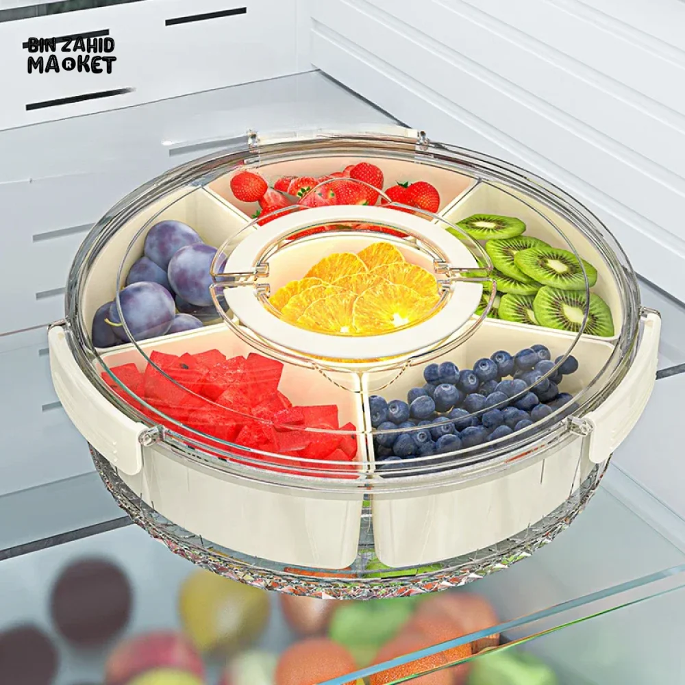 PORTABLE FOOD CONTAINER 6 GRIDS ROTATABLE BEACH PICNIC CASE - Image 3