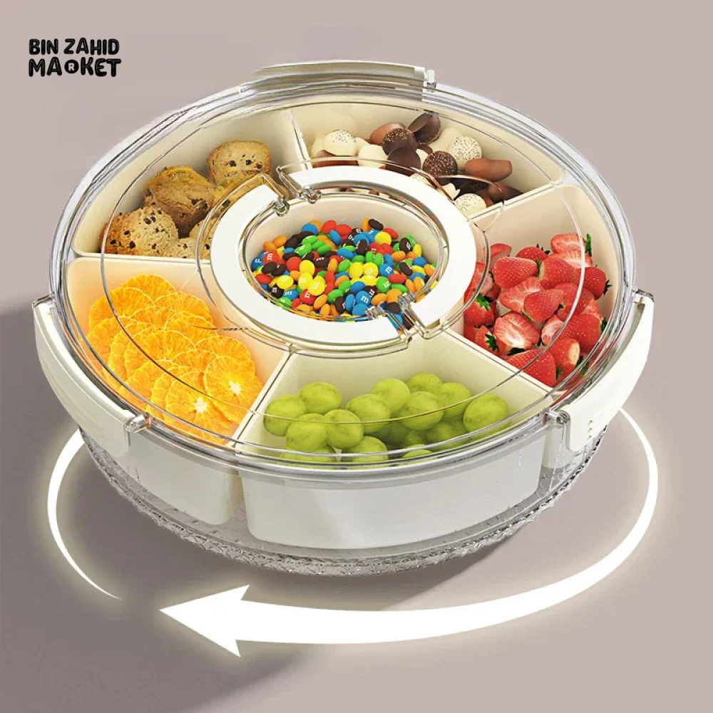PORTABLE FOOD CONTAINER 6 GRIDS ROTATABLE BEACH PICNIC CASE - Image 5