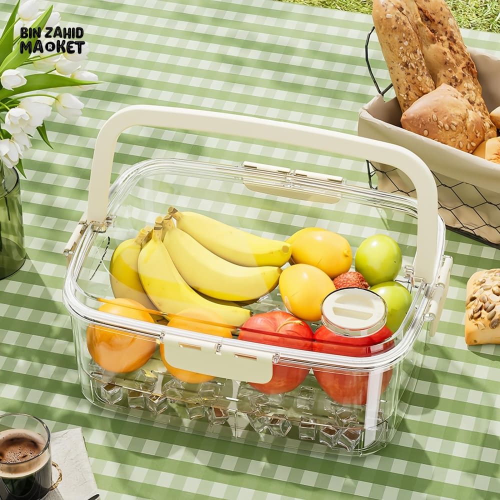 PORTABLE FRUIT STORAGE CONTAINER WITH HANDLE – AIRTIGHT BOX WITH ICE TRAY FOR OUTDOOR TRAVEL & PICNIC USE - Image 2