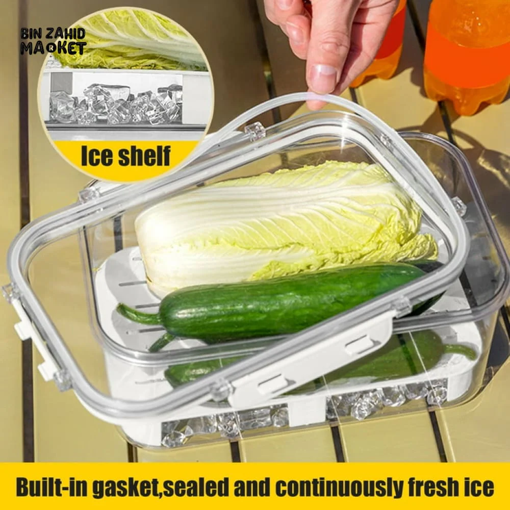 PORTABLE FRUIT STORAGE CONTAINER WITH HANDLE – AIRTIGHT BOX WITH ICE TRAY FOR OUTDOOR TRAVEL & PICNIC USE - Image 3