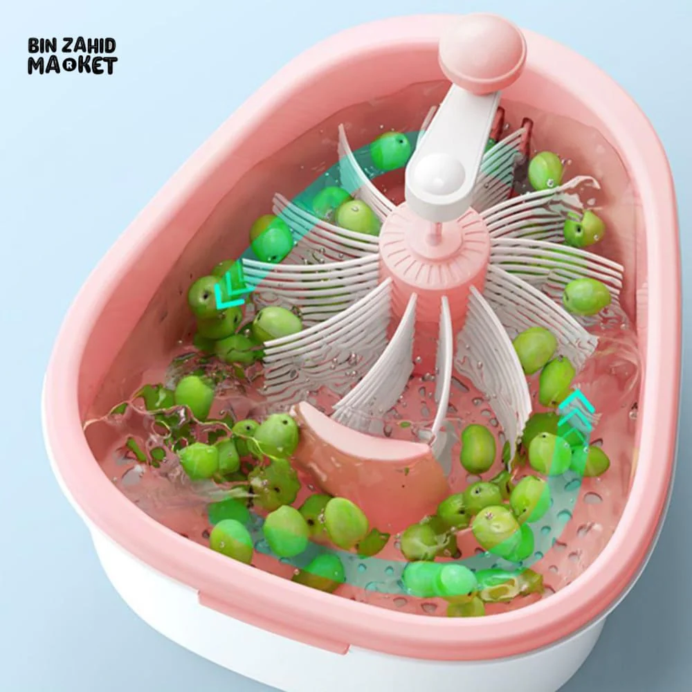 PORTABLE FRUIT & VEGETABLE WASHING BOWL WITH INTEGRATED BRUSH – QUICK RINSE EASY DRAIN - Image 2