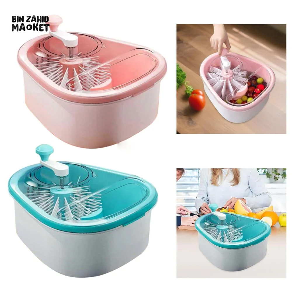 PORTABLE FRUIT & VEGETABLE WASHING BOWL WITH INTEGRATED BRUSH – QUICK RINSE EASY DRAIN - Image 8