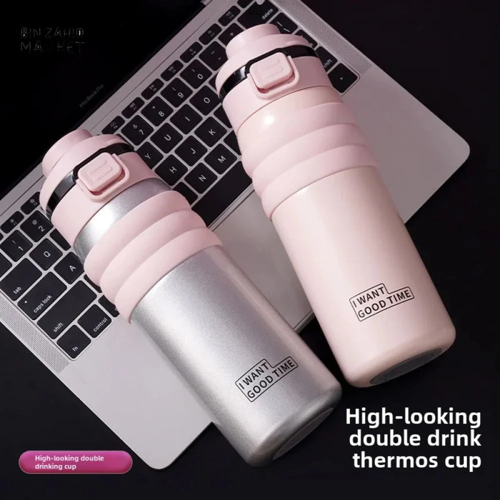PORTABLE INSULATED WATER CUP – LARGE CAPACITY LEAK-PROOF BOTTLE FOR TRAVEL FITNESS & STUDENT USE - Image 3
