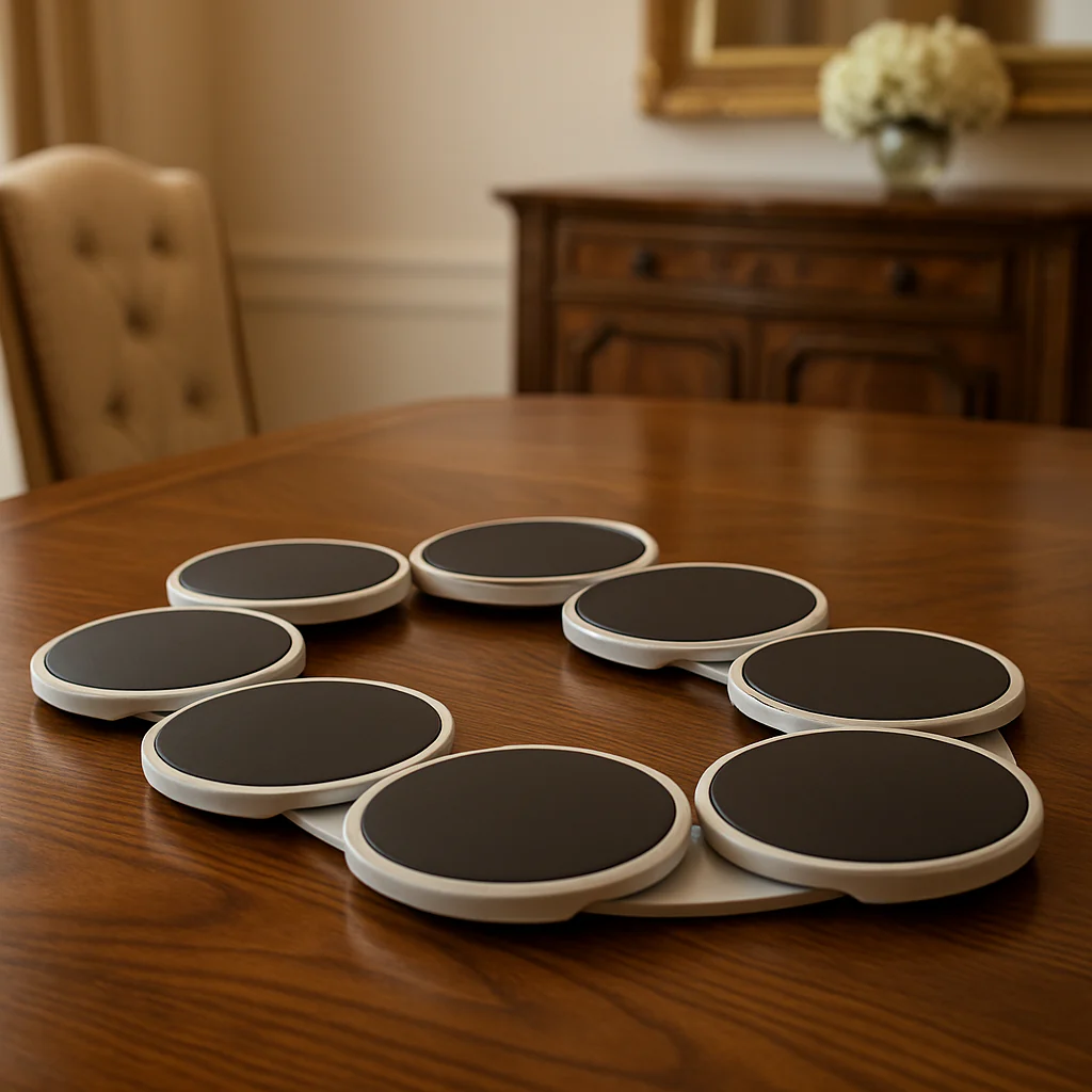 PORTABLE LAZY SUSAN ROTATING TRAY 8 PIECES  – EXTENDABLE FOOD SERVING PLATE FOR TABLES & PARTIES - Image 3