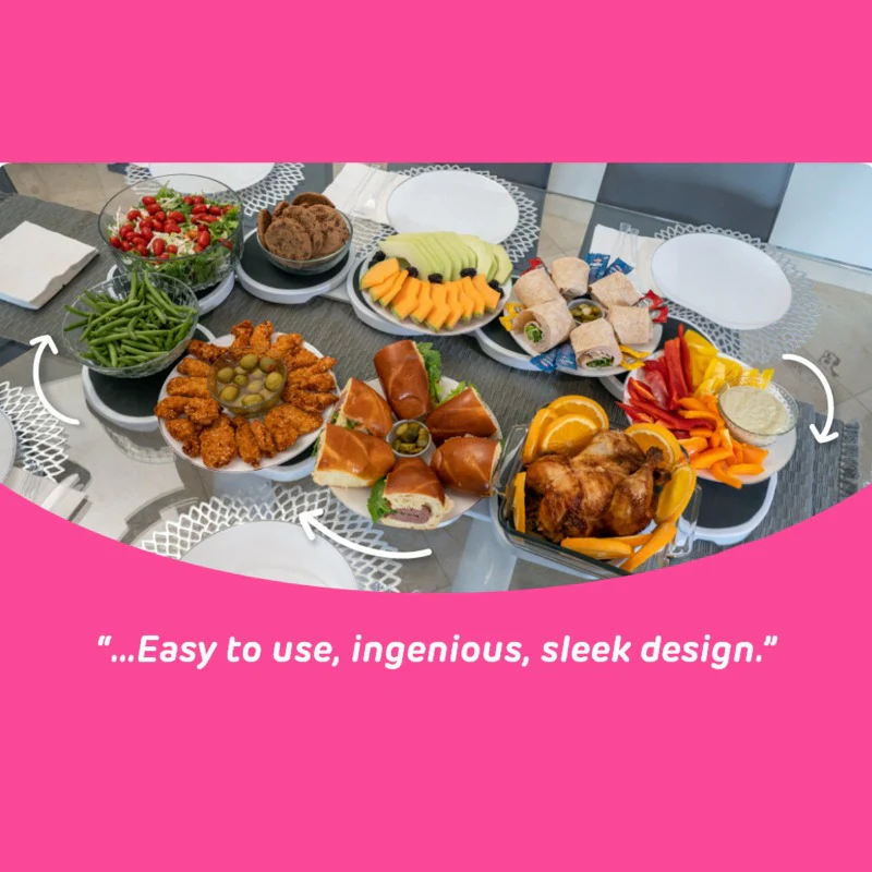 PORTABLE LAZY SUSAN ROTATING TRAY 8 PIECES  – EXTENDABLE FOOD SERVING PLATE FOR TABLES & PARTIES - Image 6