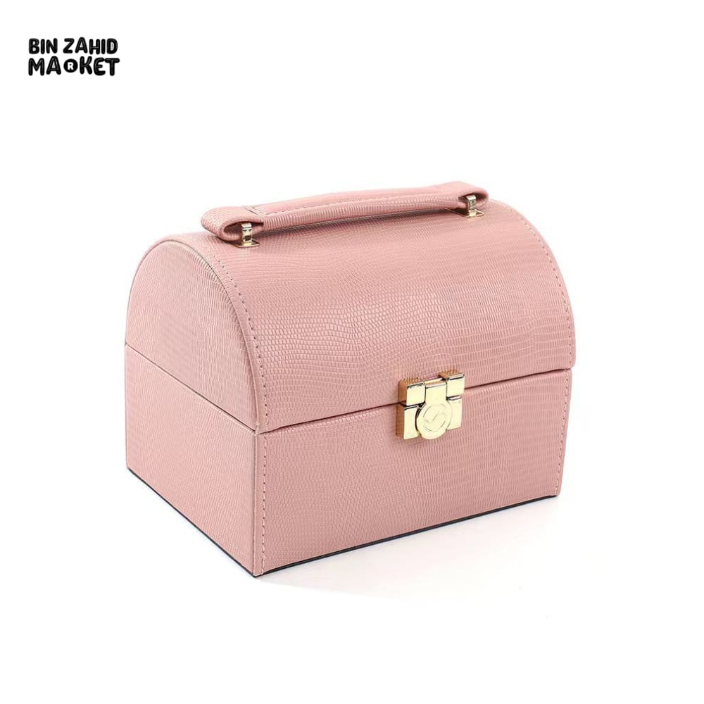 PORTABLE LUXURY MAKEUP ORGANIZER BOX WITH HANDLE - PINK - Image 3