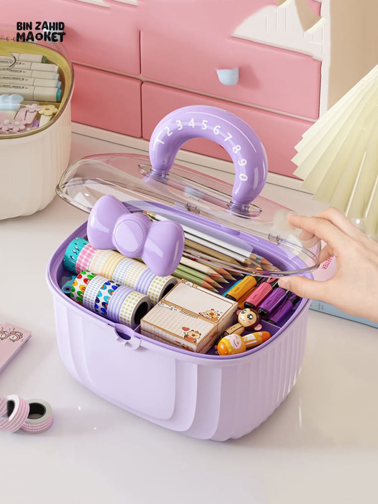 PORTABLE MAKEUP & HAIR ACCESSORY STORAGE BOX – ORGANIZER FOR HAIR CLIPS TIES EARRINGS BRACELETS & NECKLACES - Image 8
