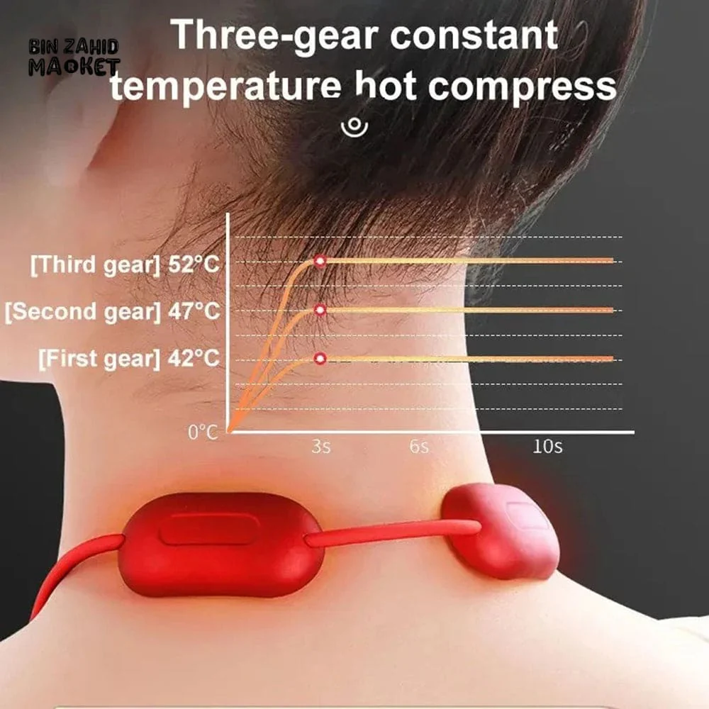 PORTABLE NECK MASSAGER – HOT COMPRESS PULSE MASSAGE RECHARGEABLE CERVICAL SPINE RELAXER - Image 3