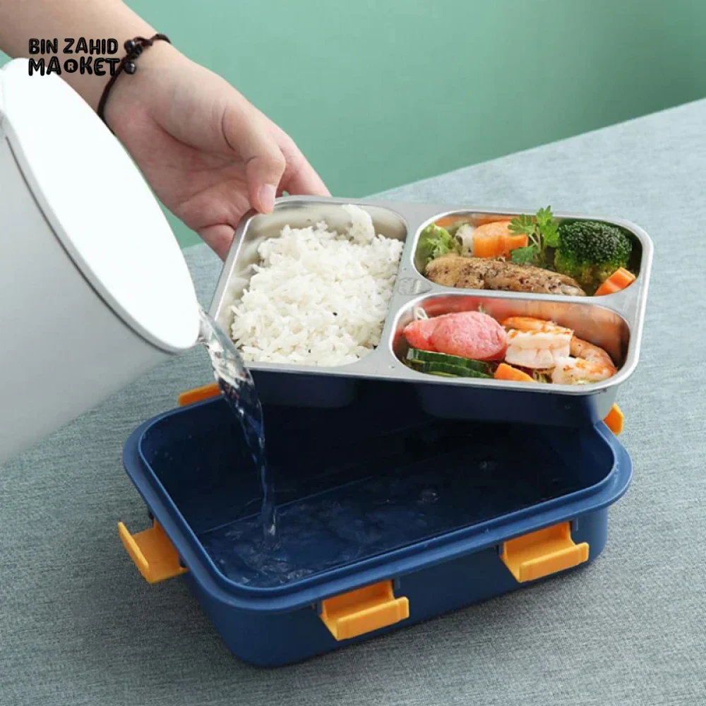 PORTABLE STAINLESS STEEL LUNCH BOX – DURABLE LINER WITH TABLEWARE PERFECT FOR CAMPING PICNICS & ON-THE-GO MEALS - Image 5