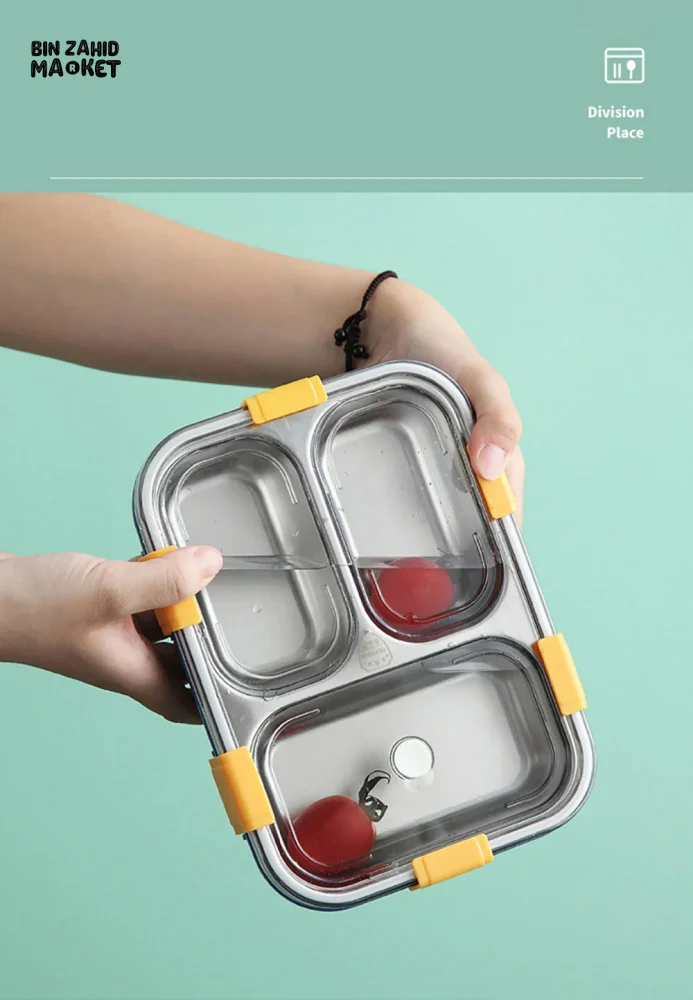 PORTABLE STAINLESS STEEL LUNCH BOX – DURABLE LINER WITH TABLEWARE PERFECT FOR CAMPING PICNICS & ON-THE-GO MEALS - Image 8