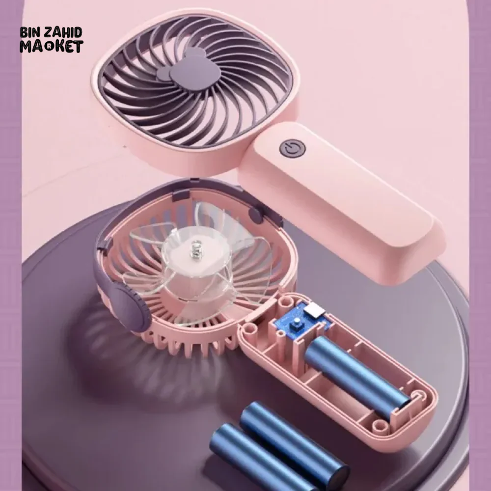 PORTABLE USB RECHARGEABLE MINI FAN WITH PHONE HOLDER FAST CHARGING HANDHELD FAN FOR TRAVEL OFFICE & STUDENTS - Image 7